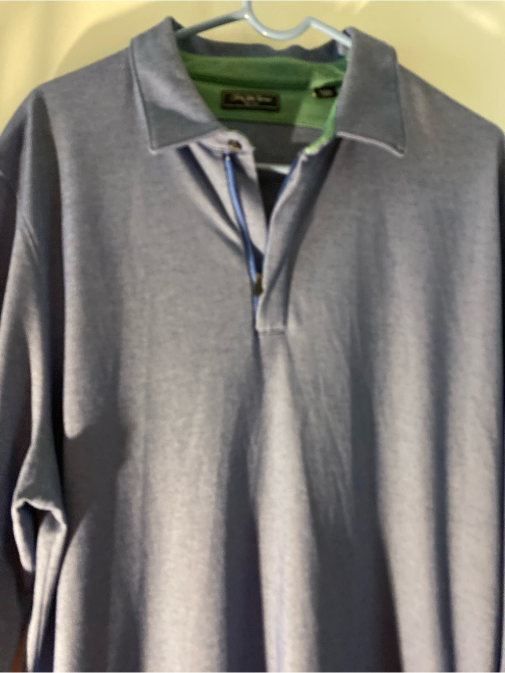 Source Unknown Light Blue Polo with Green Collar Trim